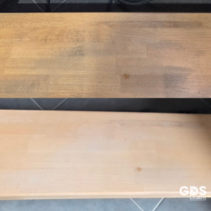 Nettoyage d’un escalier en pierre par décapage laser – retrait des traces de passage et salissures noires