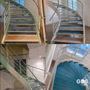 Décapage laser d’un escalier métallique – retrait de la peinture et nettoyage du métal